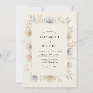 Dusty Blue Graceful Nature Wedding Invitation