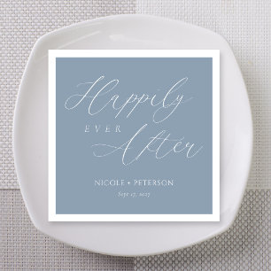 Dusty Blue Grand Happily Ever After Wedding Napkins