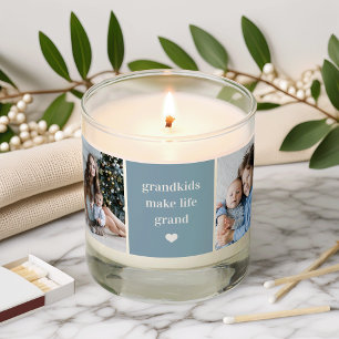 Dusty Blue Grandkids Make Life Grand Photo Collage Scented Candle