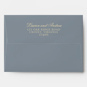 Dusty Blue Gray and Gold Modern Minimalist Envelope