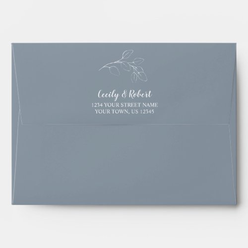 Dusty Blue Gray and Sage Green Botanical Envelope