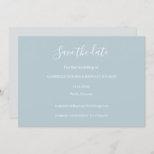 Dusty Blue Gray and White Save The Date Wedding Invitation
