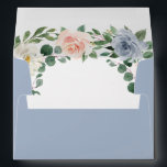 Dusty Blue Gray Blush Pink Peach Floral Wedding Envelope<br><div class="desc">Dusty Blue Gray Blush Pink Peach Floral Wedding Envelopes - inside features an elegant eucalyptus and greenery wreath decorated with ivory/white, dusty blue gray/grey and blush pink and peach flowers. The exterior color is set to dusty blue color code: a6b5c9 but you can change the exterior to your color preference....</div>