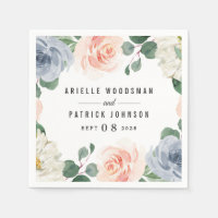 Dusty Blue Gray Blush Pink Peach Floral Wedding