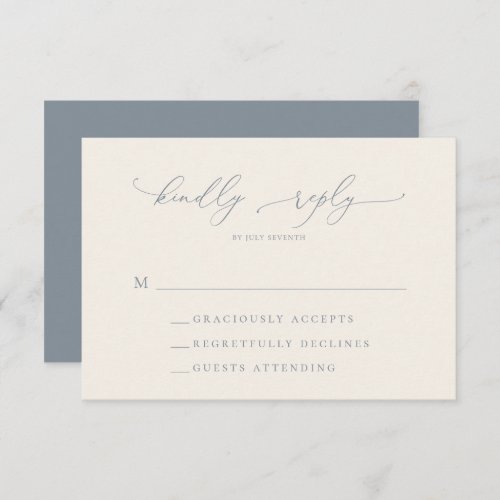 Dusty Blue Gray Cream Minimalist Wedding RSVP Card