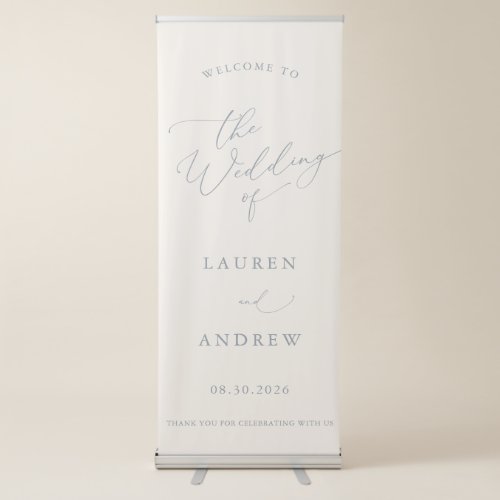 Dusty Blue Gray  Cream Welcome to Our Wedding  Retractable Banner
