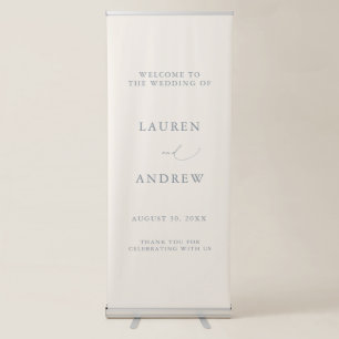 Dusty Blue Gray Cream Welcome to Our Wedding Retractable Banner