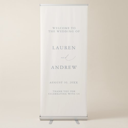 Dusty Blue Gray Cream Welcome to Our Wedding Retractable Banner