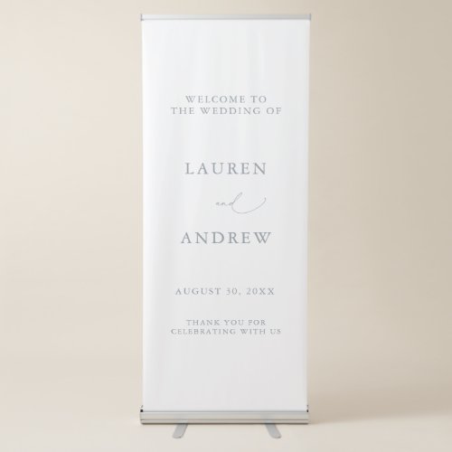 Dusty Blue Gray Elegant 1 Welcome to Our Wedding Retractable Banner