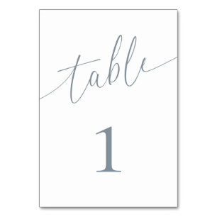Dusty Blue Gray Elegant Minimalist 1 Table Number