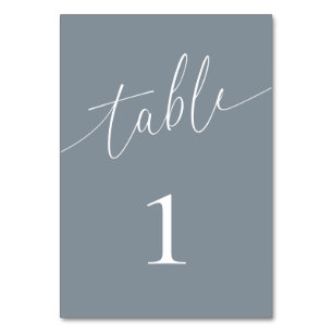 Dusty Blue Gray Elegant Minimalist Table Number