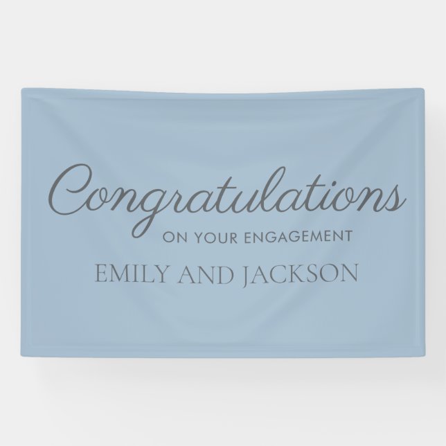 Dusty Blue Gray Elegant Script Engagement Banner (Horizontal)