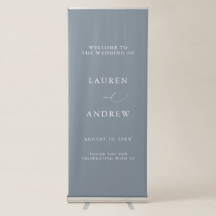 Dusty Blue Gray Elegant Welcome to Our Wedding Retractable Banner