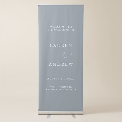 Dusty Blue Gray Elegant Welcome to Our Wedding Retractable Banner