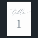 Dusty Blue Gray Minimalist Table Number<br><div class="desc">Beautiful,  elegant,  modern and minimalist,  table number card. Fully customizable. **PLEASE NOTE: To order,  simply adjust your table number and add each number to your cart separately. Then check out once you are finished.</div>