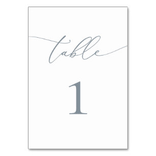 Dusty Blue Gray Minimalist Table Number