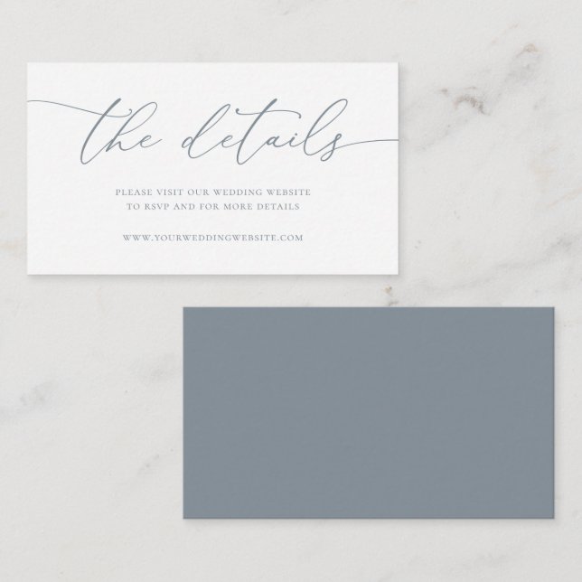Dusty Blue Gray Minimalist Wedding Enclosure Card (Front/Back)