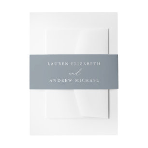 Dusty Blue Gray Minimalist Wedding Invitation Belly Band