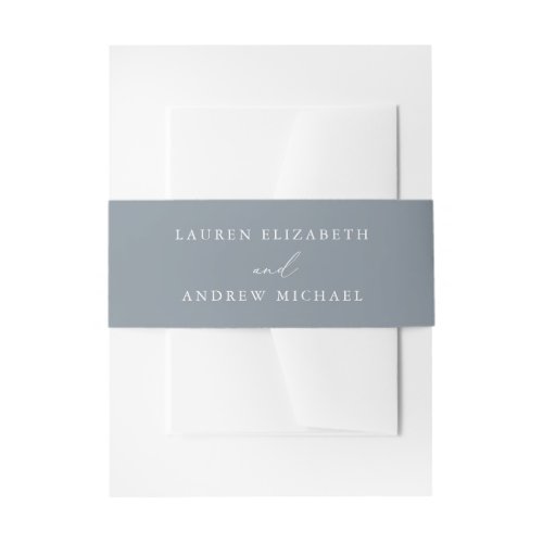 Dusty Blue Gray Minimalist Wedding Invitation Invitation Belly Band