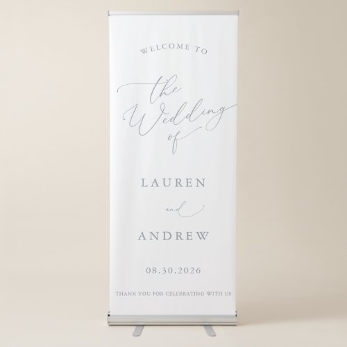 Dusty Blue Gray Minimalist Welcome to Our Wedding  Retractable Banner