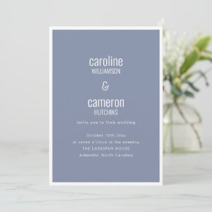 Dusty Blue Gray Modern Minimal Typography Wedding Invitation