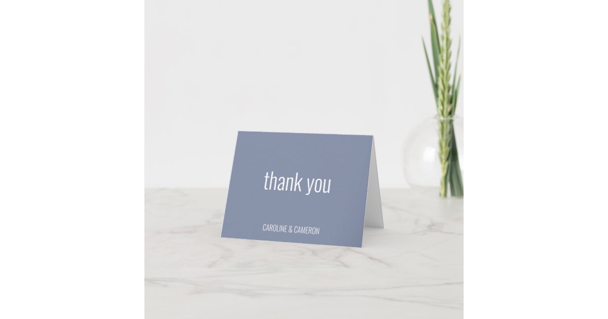 Dusty Blue Gray Modern Minimal Typography Wedding Thank You Card | Zazzle