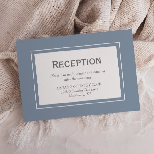 Dusty Blue Gray Modern Wedding Reception Enclosure Card