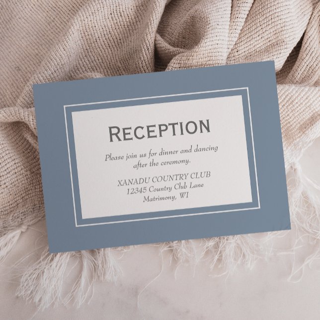 Dusty Blue Gray Modern Wedding Reception Enclosure Card (Creator Uploaded)