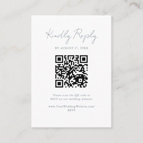 Dusty Blue Gray Modern Wedding RSVP Reply Enclosure Card