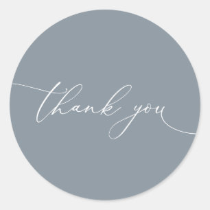 Dusty Blue Gray Modern Wedding Thank You Classic Round Sticker