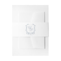 Dusty Blue Gray Monogram Crest Invitation