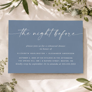 Dusty Blue Gray Rehearsal Dinner. Nautical Wedding Invitation