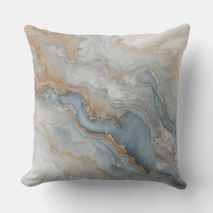 Dusty Blue Gray Tan Beige Abstract Throw Pillow