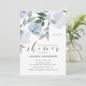 Dusty Blue & Gray Watercolor Bridal Shower Invitation (Standing Front)