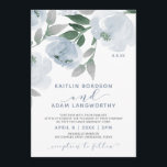 Dusty Blue Gray Watercolor Floral Wedding Invitation<br><div class="desc">Dusty Blue & Gray Watercolor Floral Wedding Invitations: This soft floral wedding invitation features the words an elegant, loose calligraphy script along with a beautiful painted watercolor floral bouquet in dusty blue and gray. The back has a watercolor look with a matching wreath surrounding the bride and groom's initials. These...</div>