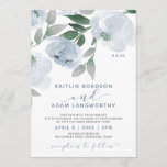 Dusty Blue Gray Watercolor Floral Wedding Invitation<br><div class="desc">Dusty Blue & Gray Watercolor Floral Wedding Invitations: This soft floral wedding invitation features the words an elegant, loose calligraphy script along with a beautiful painted watercolor floral bouquet in dusty blue and gray. The back has a watercolor look with a matching wreath surrounding the bride and groom's initials. These...</div>
