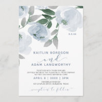 Dusty Blue Gray Watercolor Floral Wedding