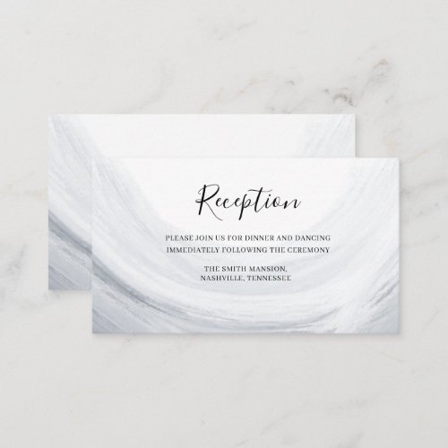 Dusty Blue Gray Watercolor Wave Wedding Reception Enclosure Card