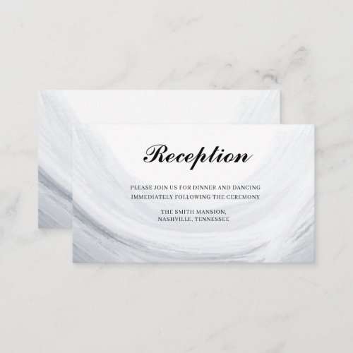 Dusty Blue Gray Watercolor Wave Wedding Reception Enclosure Card