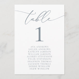 Dusty Blue Gray Wedding Seating Table Number