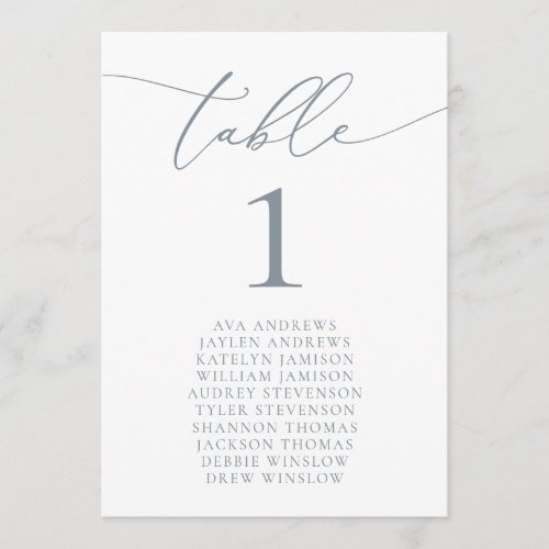 Dusty Blue Gray Wedding Seating Table Number