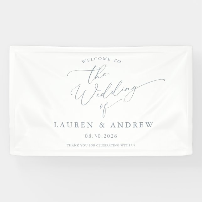 Dusty Blue Gray Welcome to Our Wedding 1 Banner (Horizontal)
