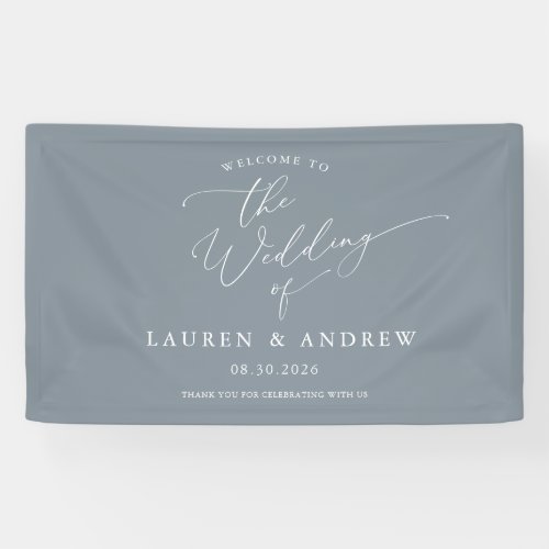 Dusty Blue Gray Welcome to Our Wedding  Banner