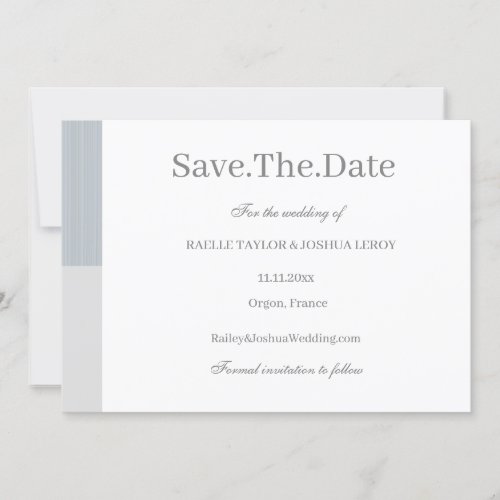 Dusty Blue Gray White Stripes Save The Date Invitation