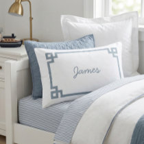 Dusty Blue Greek Key Monogram Standard Pillow Case