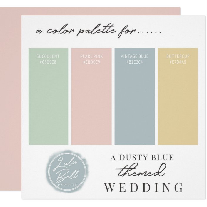 Dusty Blue Green Blush Yellow Color Palette Card Zazzle Com