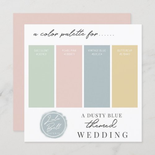 Dusty Blue Green Blush  Yellow Color Palette Card