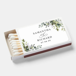 Dusty Blue Green Eucalyptus Greenery Wedding Matchboxes