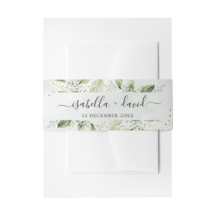 Dusty Blue Green Foliage Eucalyptus Wedding Invitation Belly Band