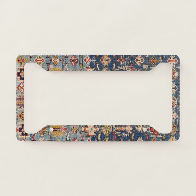 Dusty Blue Green Kuba Yellow Bands  License Plate Frame (Front)
